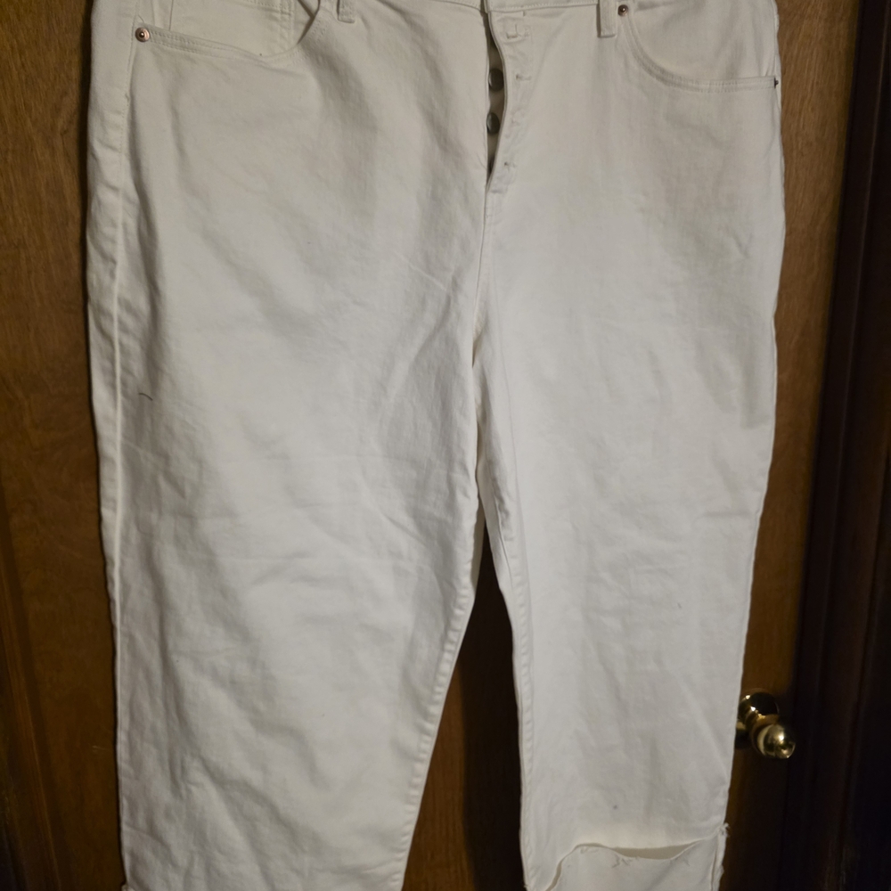 Ava & Viv Women's Straight Leg Cream Jeans 22